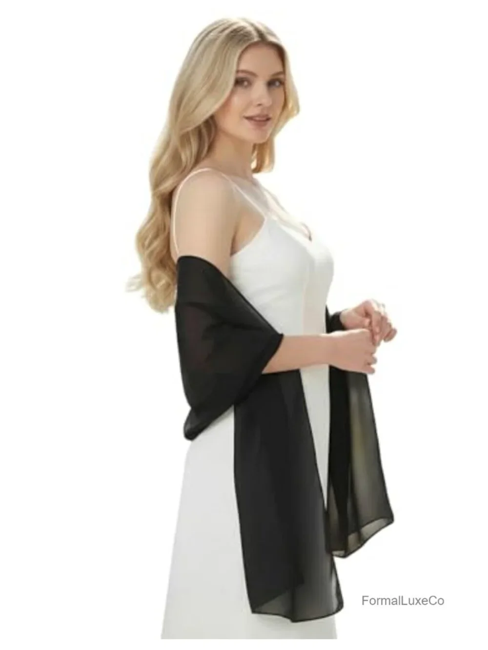 Elegant Sheer Chiffon Shawl Wrap for Evening Dress